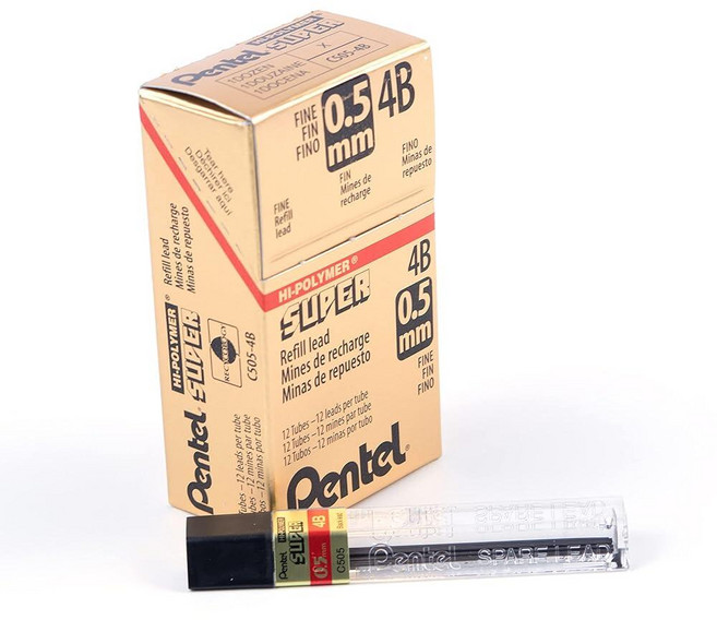 펜텔 미국매장정품+ 슈퍼 하이폴리머 샤프심 리필 0.5 MM 두께 2B 144 피스 C505-2B 1887208