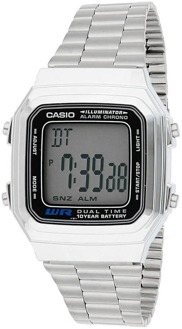 Casio 남성용 일루미네이터 스테인레스 스틸 시계 (A178WA-1A), Casio 남성용 일루미네이터 스테인레스 스틸 시계 (, 1개