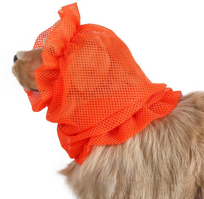 강아지 고양이 반려동물 귀보호 안전 보호 메쉬 여름, 1개, 오렌지 대