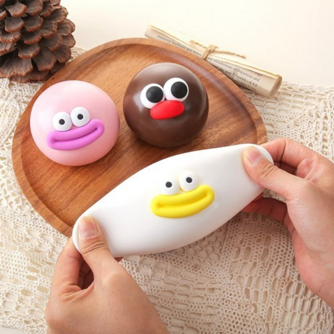 마이토이즈 빵떡말랑이 스퀴시 슬라임 3종 세트 345g, 1세트, 화이트, 핑크, 초코