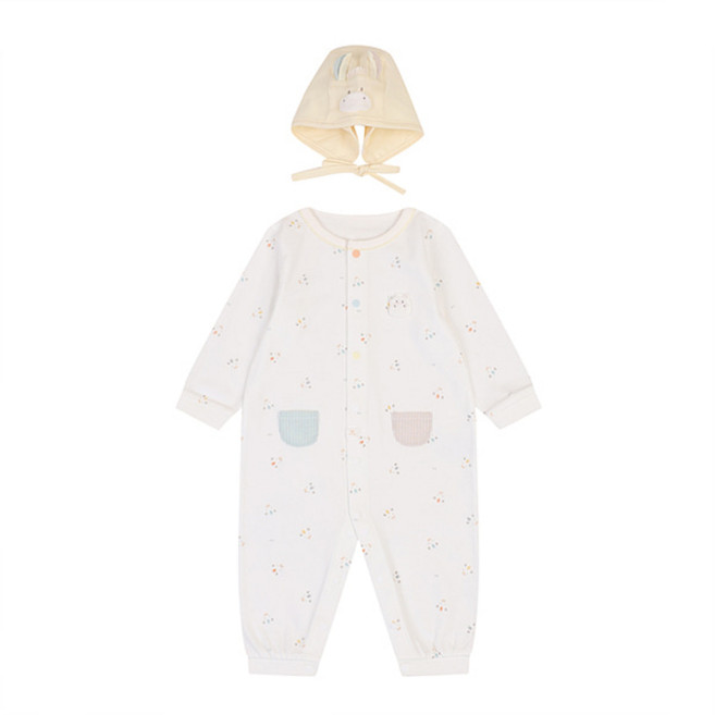 아가방 중계점*BEST* 25년사계절신상 홀스우주복(모자) / 26년을 대표하는 귀여운 동물 패턴이 그려진 우주복. 동물 모자SET로 다양한 코디가 가능한 실내복