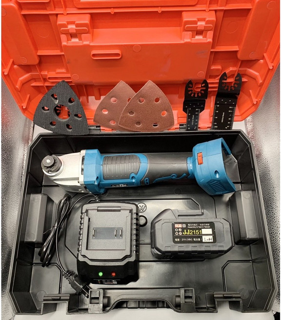 無刷鋰電擺動工具 牧田款 21V 多功能打磨切割鏟 木工修邊機 附塑盒, 1個, JJ無刷擺動鏟21V 3.0AH單電塑盒