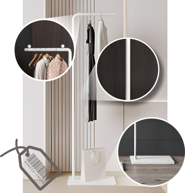 홍익인간 ㄱ자 행거 옷걸이 스탠드 철제 드레스, 화이트 1개