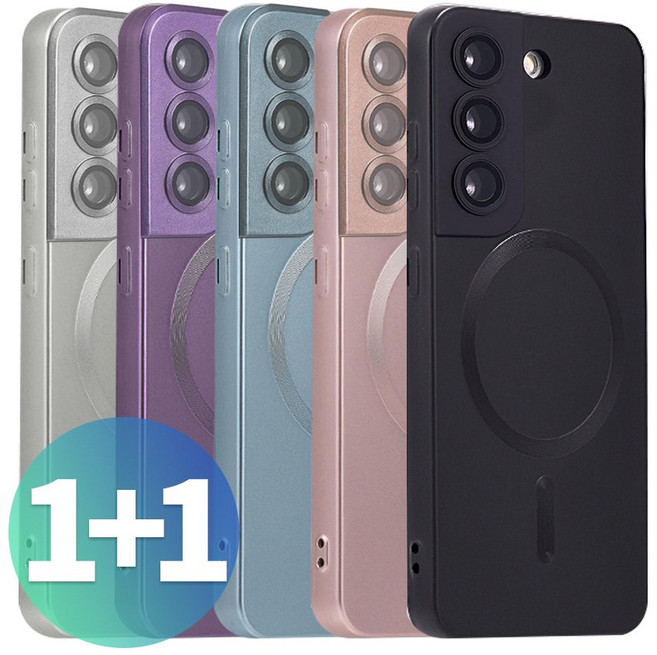 넥스트모바일 1+1 갤럭시 S22 플러스 울트라 맥세이프 무광 메탈릭 컬러 카메라 보호 풀커버 케이스