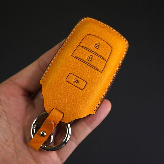 페레노 도요타 프리우스 호환 3버튼 스마트 키 가죽 케이스 PT11 PRIUS PHEV HEV 2024~, 미네르바복스 옐로우