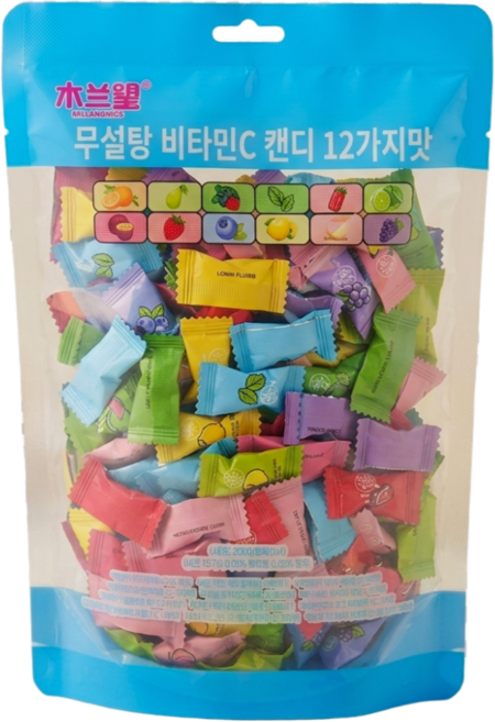 무란왕 무설탕 12가지맛 비타민C 민트 미니 캔디, 200g, 1개