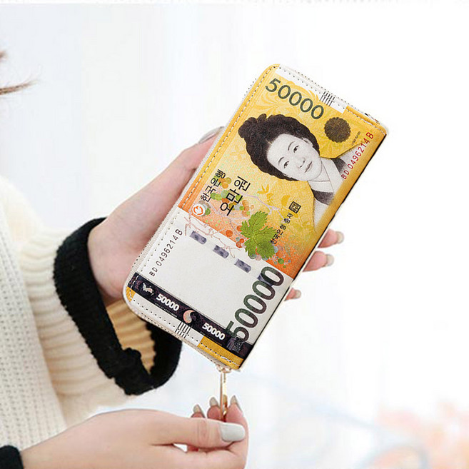 애띠앙 1+1 돈들어오는지갑 용돈 지폐 현금 지갑 슬림 장지갑