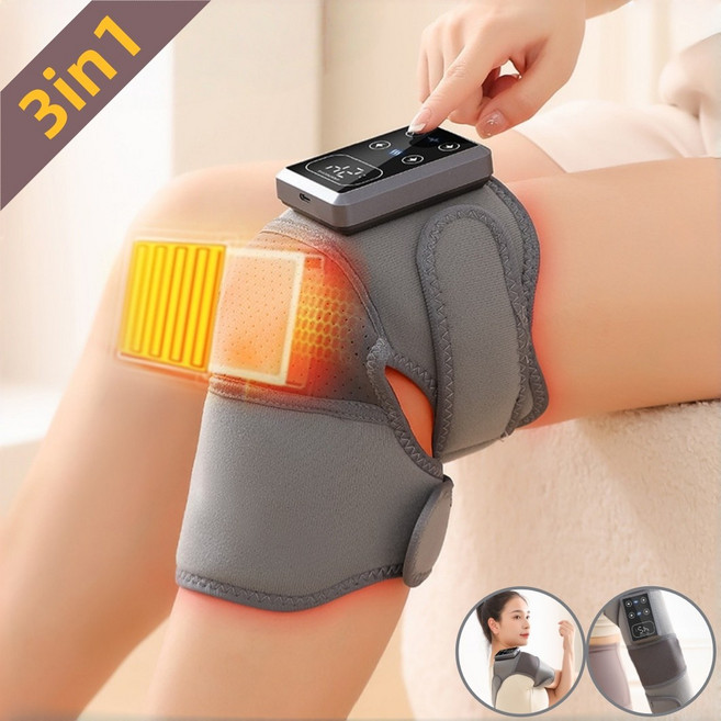 무릎 마사지기 어깨 마사지기 팔꿈치 마사지기 3-in-1 저주파 온열 마사지기 다기능 마사지기 온열 마사지기, 회색 다기능 마사지기 *1
