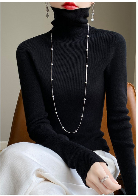 Trendy C 봄 하이넥 여성 니트 여성 이너 슬림 부드럽 쫀득쫀득 터틀넥 스웨터