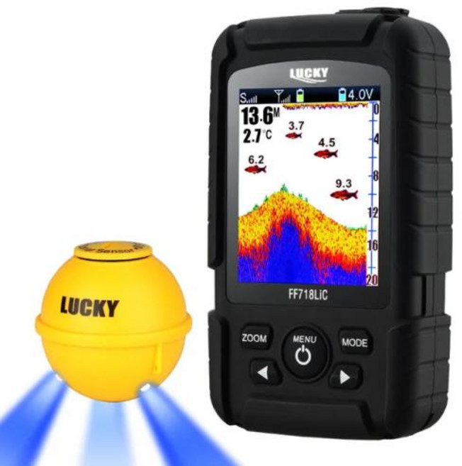 어군탐지기 럭키 FF718LiC-WLA 무선 휴대용 어군 탐지기 45M/147 피트 음파 깊이 사운드 echosonda echolot, 01 FF718LIC-WLA, 1개