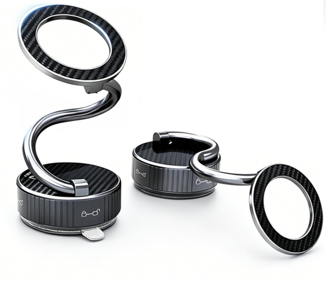 360도 회저 스마트폰 거치대 자유각도 조절 강력 고정 책상 차량 겸용, 진한 그레이, 1개