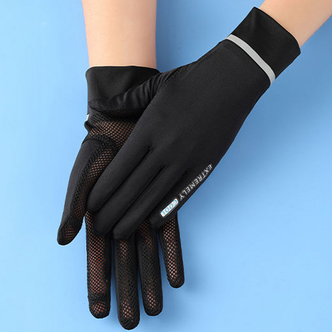 자외선 차단 장갑 쿨 아이스 여성장갑 다한증 데일리 등산 운전 골프 봄 여름 가을 메시 소재, 블랙, 1개