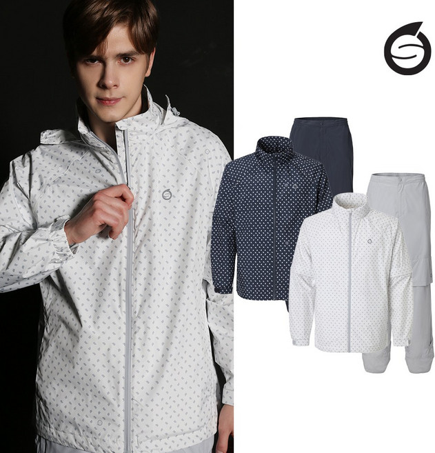 선덜랜드 남성 페이퍼 패턴 골프비옷 상하의 세트 - SLM3ARW102, 라이트그레이, 105, 라이트그레이, 1개