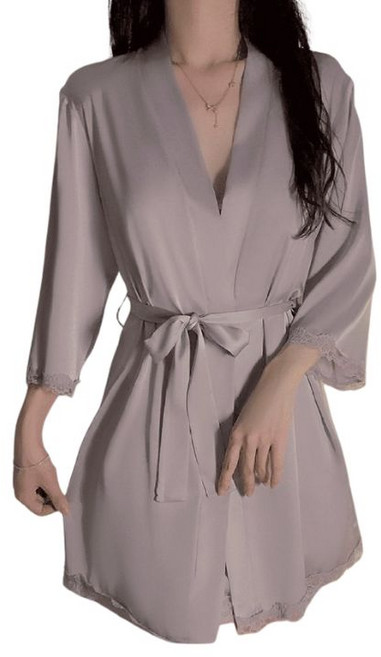 LUCISSI 冰絲睡衣睡裙睡袍 深V胸墊連身裙 甜美蕾絲 親膚絲滑 多色可選