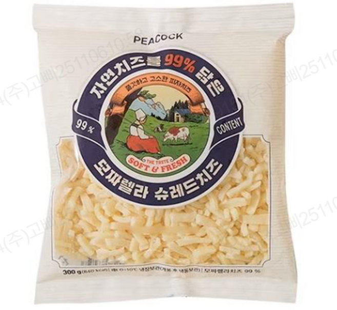 피코크 자연치즈를 99% 담은 모짜렐라 슈레드치즈 1kg x 2개, 300g, 5개