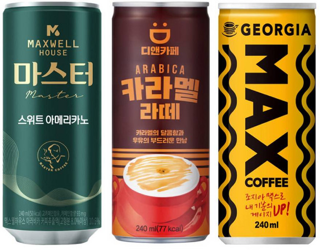 디앤카페 카라멜라떼 240mlx30개+맥스웰 마스터 스위트 아메리카노 240mlx15개+조지아 맥스 240mlx15개, 1개, 240ml
