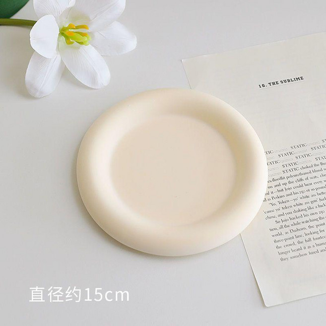 石膏盤擺件 隨機兩件裝, 米色圓形