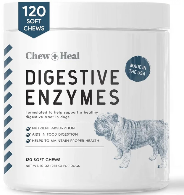 츄 힐 다이제스티브 엔자임 프로바이오틱 Chew Heal Digestive Enzymes & Probiotics Dog Supplement Boosts Nutrient Absorp, 면역 지원, 120정 - 쿠팡