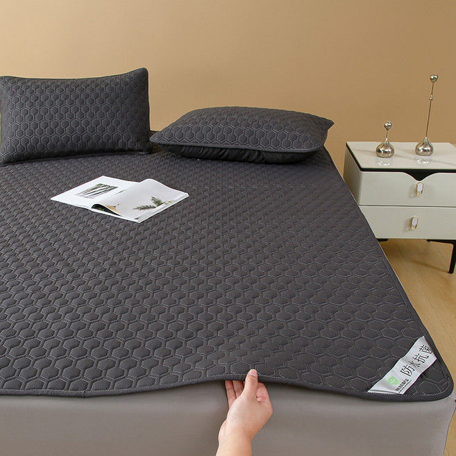 防水保潔墊 抗菌防蟎隔尿床墊, 深灰-平單款,90*200公分（適用單人3尺床）