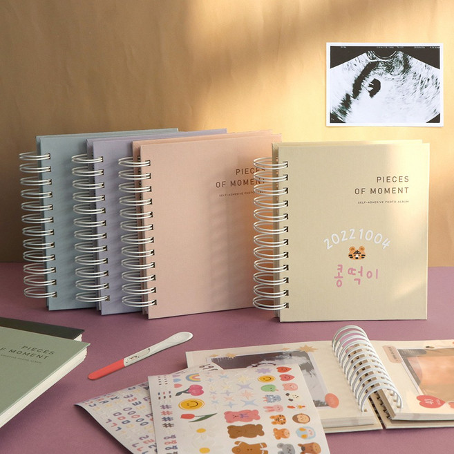 코니테일 레터링 미니 초음파앨범(접착식 주수스티커 호랑이 토끼띠 셀프포토북 아기 성장 임산부선물), 05.라벤더