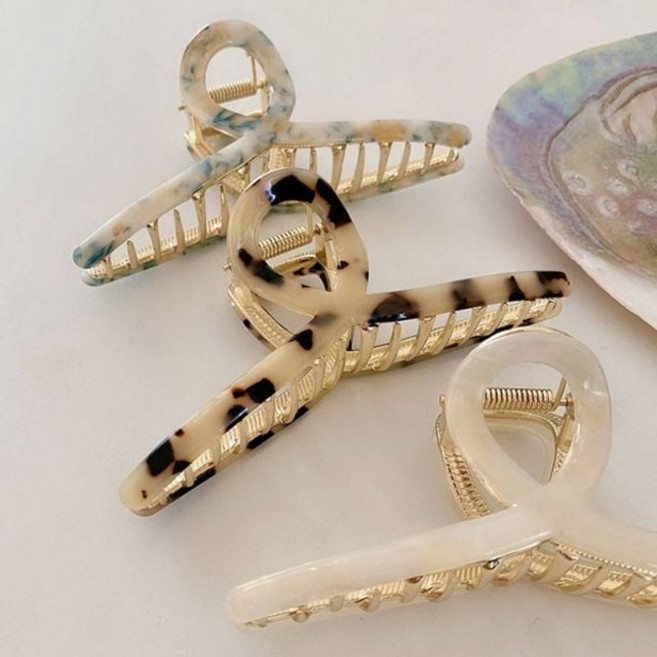 마블 자개 집게핀 꼬임 헤어핀 올림머리 헤어 집게