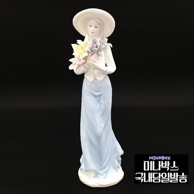 미나박스 도자기 포슬린 피겨린 장식 인형, 04.모자쓴꽃다발여인