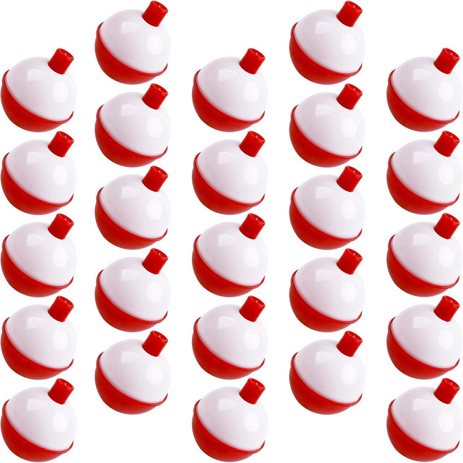 낚시 밥버스 플로트와 ABS 푸시 버튼 라운드 부표 레드/화이트 플로트 태클 액세서리 0 5"/0 75"/1"/1 5"/2", 1.5 inch- 20pcs