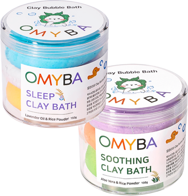 오마이바 키즈 거품 입욕제 클레이 목욕놀이 세트 (3색)_수딩 슬리핑 라인, 2개, 150g