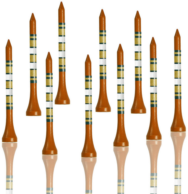 지칸디 대나무 눈금표시 골프티 우드티 나무티 티꽂이, 브라운 + 골드, 100개