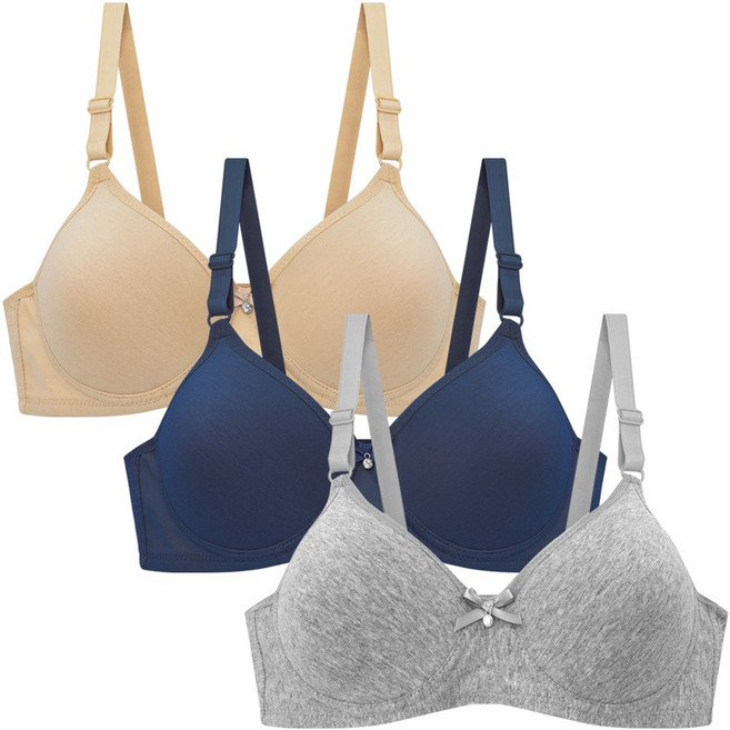순면 노와이어 브라 3개세트 와이어리스 여성브라 몰드