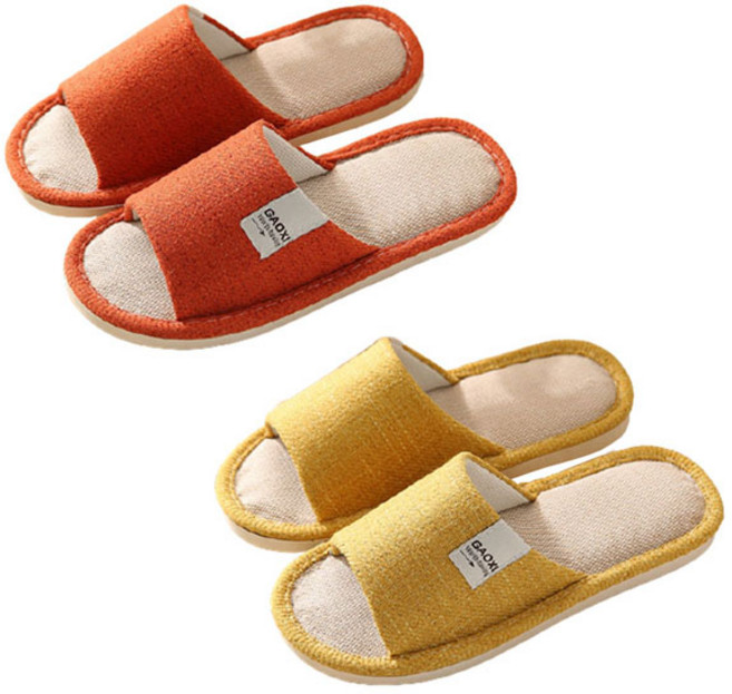 1+1 층간소음방지 발편한 커플 사무실실내슬리퍼 거실화 모던코지린넨슬리퍼, 1개, 엘로우(여성), +스칼렛(여성), 엘로우(여성)