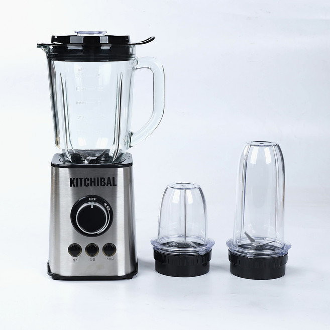 KITCHIBAL 유리 믹서기 1.5L 대용량 얼음 분쇄 가정용 블렌더 휴대용컵 분쇄컵 포함 다기능, TB003-3