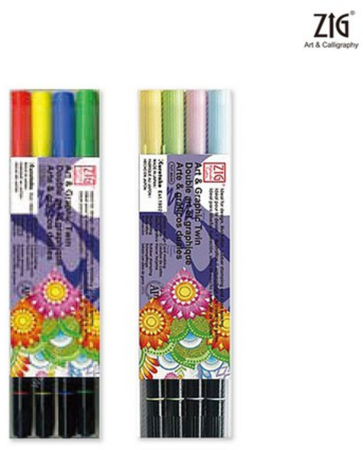 지그 아트앤그래픽 트윈 마카 컬러브러쉬 4색 세트 6종, Summer