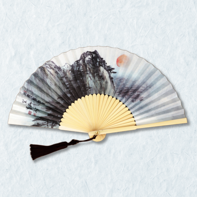 [자체제작] 백의민족공방 국산 전주 합죽선 부채 (중), 1개, 달 뜬 풍경