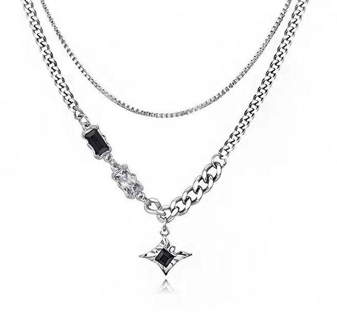 남녀공용 티타늄 써지컬 스틸 힙합 언발 패션 목걸이