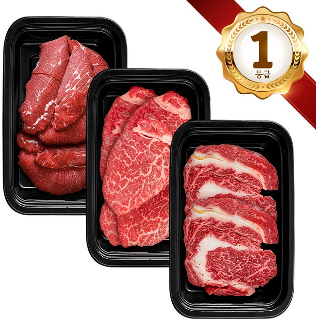 쿠가[냉장] 횡성한우 어사품 1등급 혼합 3구 5호(총1.5kg)[구성 등심+안심채끝(랜덤)+불고기], 단품