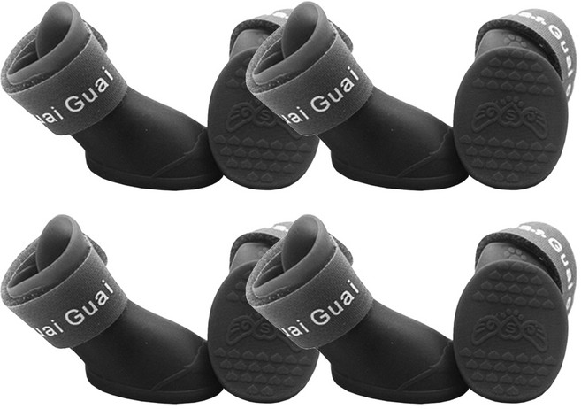 타키타키 강아지 반려동물 신발 레인부츠 2세트, 블랙