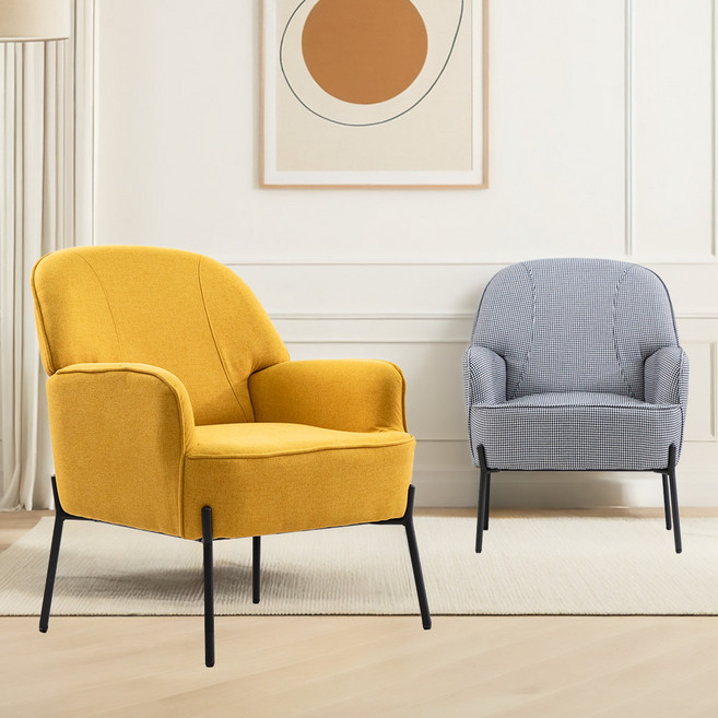 클로이 1인용 소파 인테리어 디자인 거실 카페 패브릭, 그레이