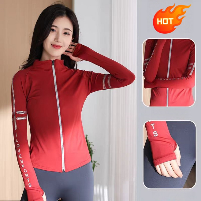 여성 피트니스 요가 집업 자켓 슬림핏 스포츠 집업 통기성 필라테스 상의 요가복긴팔 헬스 러닝 웨어