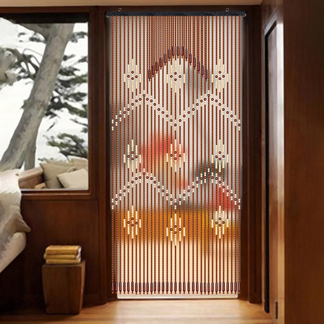 나무문발 식당 주방용 목각문발 중국전통문발 가림막커튼 문발 가리개 패브릭 파티션 커튼