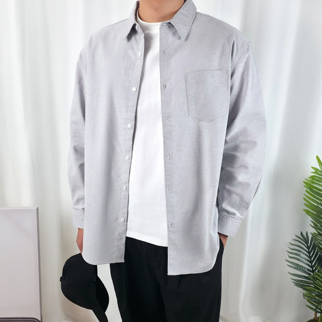더핏 남성용 옥스포드 오버핏 빅사이즈 면100% 셔츠