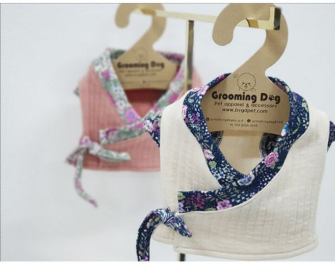 강아지패션 들꽃 누비배자 한복 펫스타일