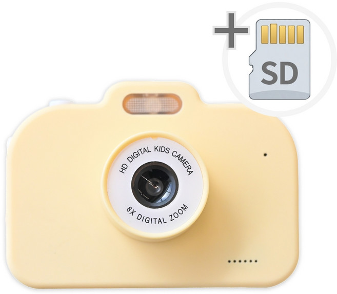 토이토 4세대 어린이 미니 토이 디지털 카메라 키즈 C타입 SD카드, 1개, 베이지