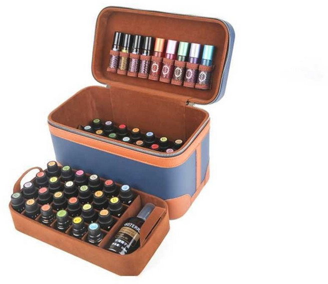 아로마 오일 에센셜 수납가방 고급 파우치 파우치 보관함 화장품 2단 66칸 66칸 푸른 색 1개, 보라, 1개 × 1개