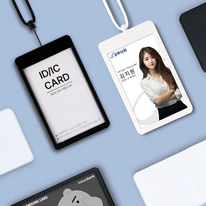 고무나라 사원증케이스 슬라이드 릴프레임 세로 릴홀더 목걸이 ID 신분증 카드 케이스 학생증 출입증 명찰, 1개, 슬라이드릴프레임사원증케이스(블랙)