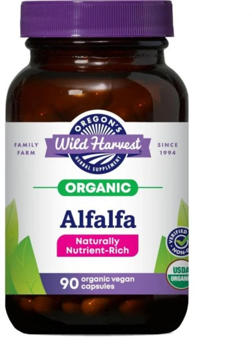 Oregons Wild Harvest 오리건 와일드 하베스트 알팔파 캡슐 USDA 인증 유기농 허브 보충제 90정, 90 Count (Pack of 1), 1개 - 쿠팡