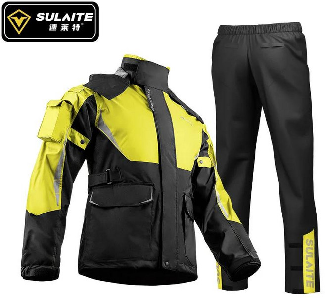SULAITE 남녀공용 방수 오토바이 라이더 비옷 세트 재킷 바지 반사광, 04 M, 02 SLT0904 Yellow