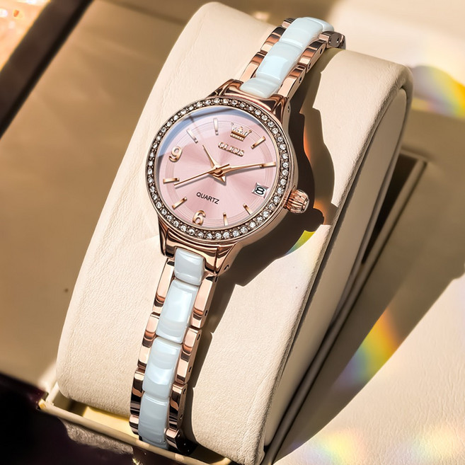 OLEVS 여성손목시계 정품쿼츠 럭셔리 명품 워터프루프 세라믹시계