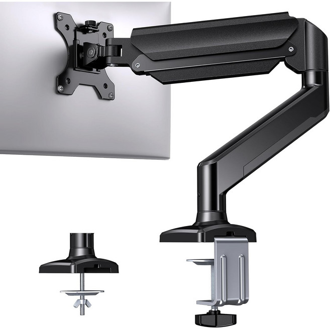 헤미션 고중량 싱글 모니터암 인체공학 홀/클램프 타입 겸용 ARM-001 헤미션, 1개, 블랙