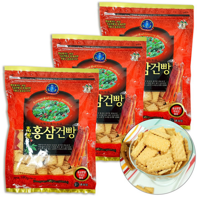 굿프레시 S-C-W 고려 홍삼 건빵 군것질 과자, 180g, 3개
